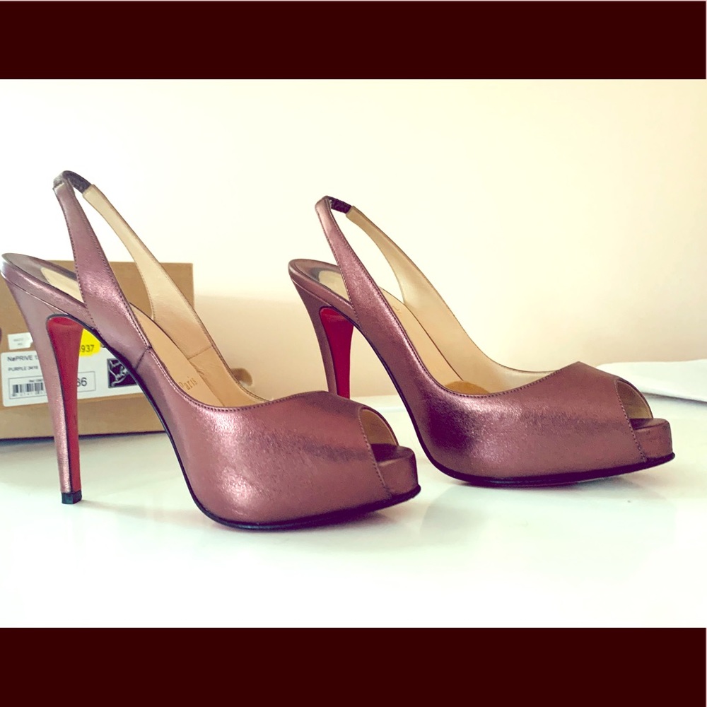 LOUBOUTIN Purple No Prive 120 Slingback Pumps